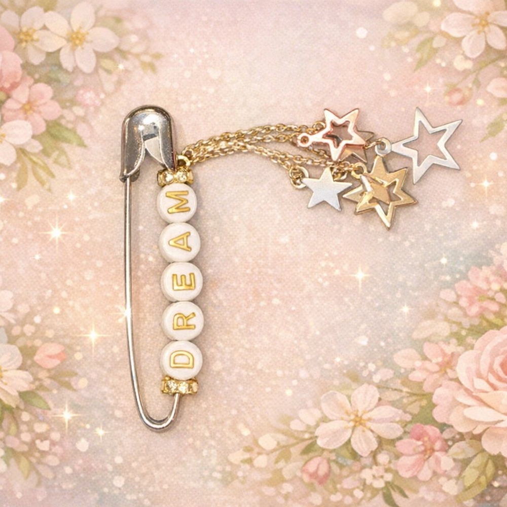 Chic Safety Pin Brooch with Star Charms